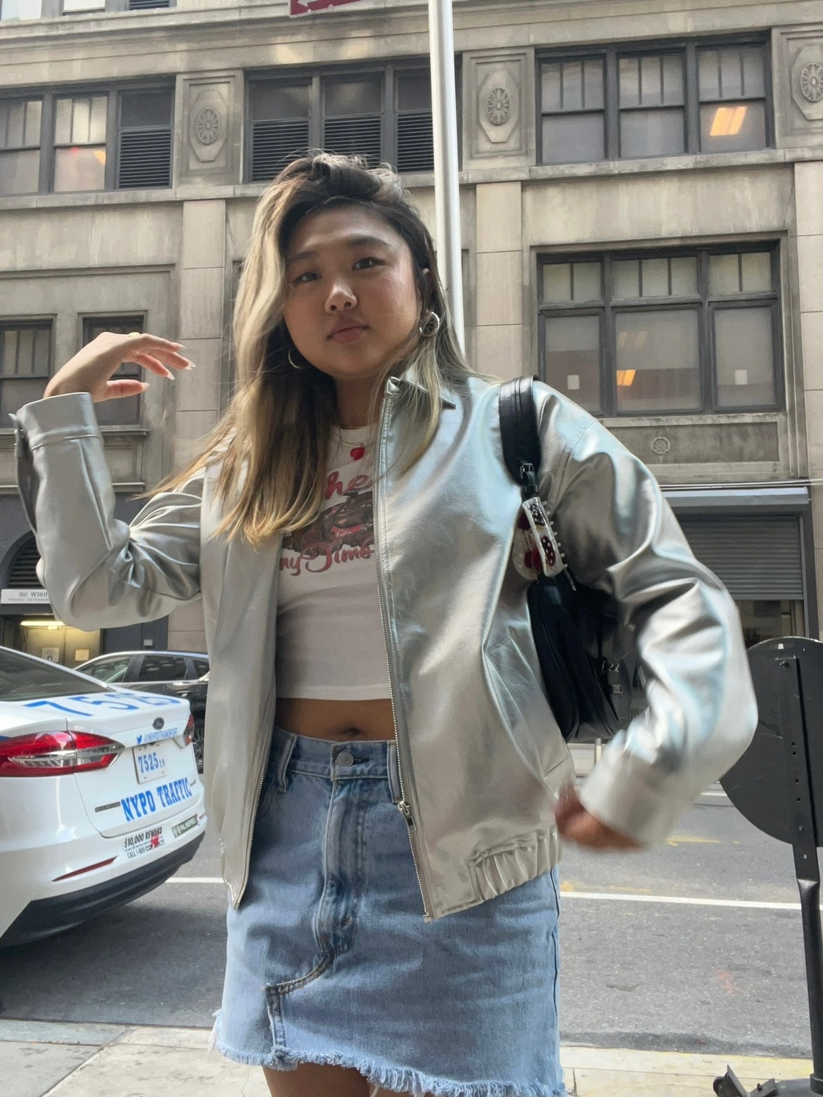 Soho Silver Faux Leather Jacket