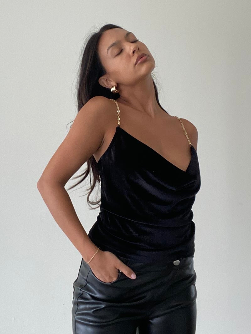 Paris velvet cowl neck top