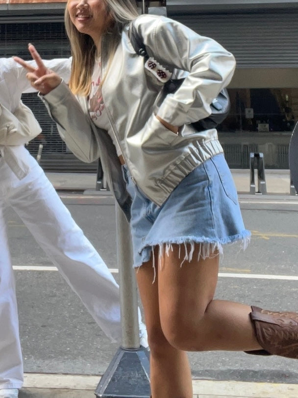 Soho Silver Faux Leather Jacket