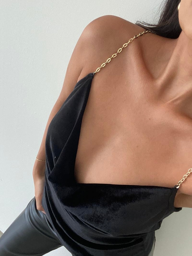 Paris velvet cowl neck top