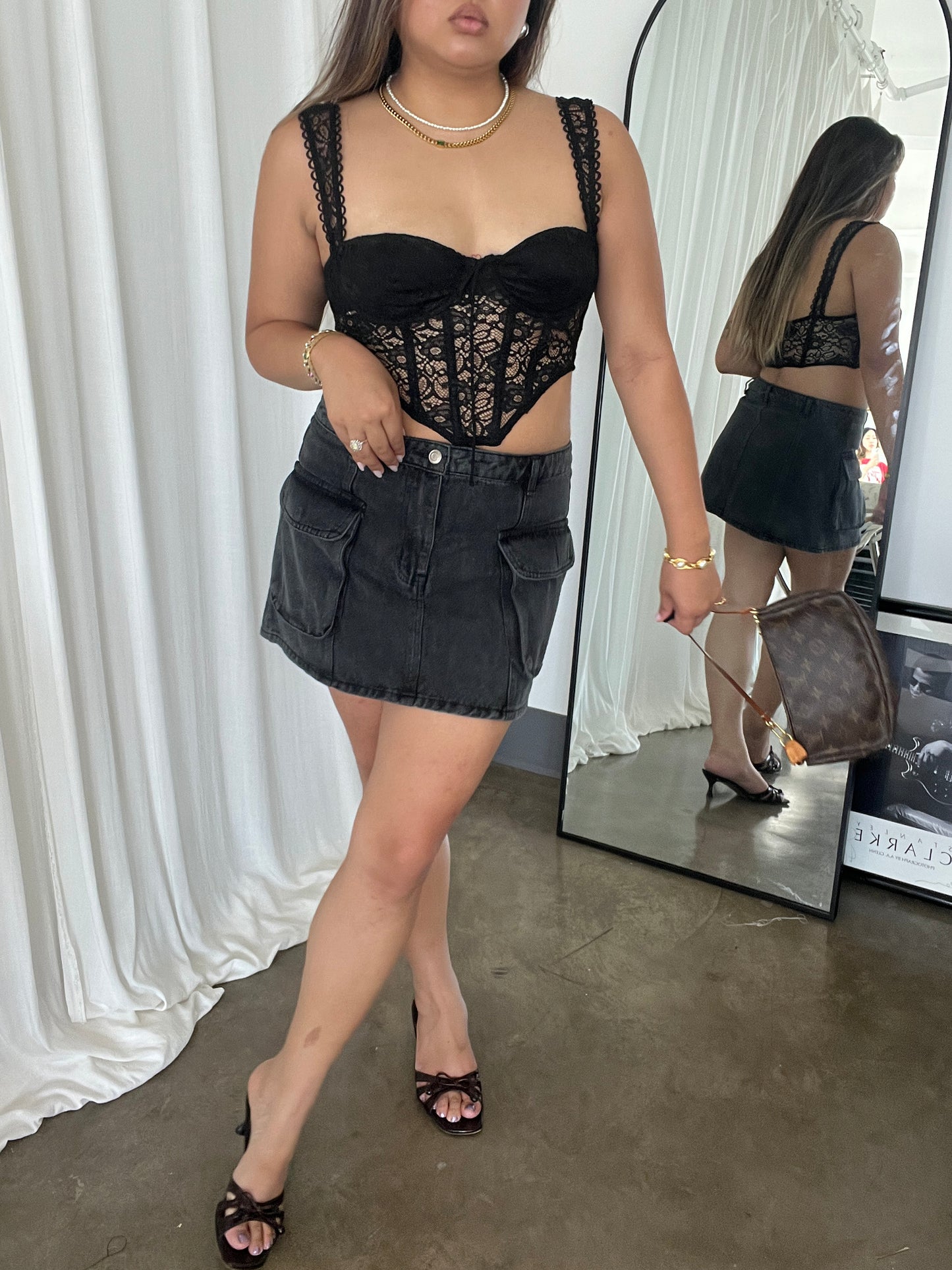 Lydia Black Denim Skirt