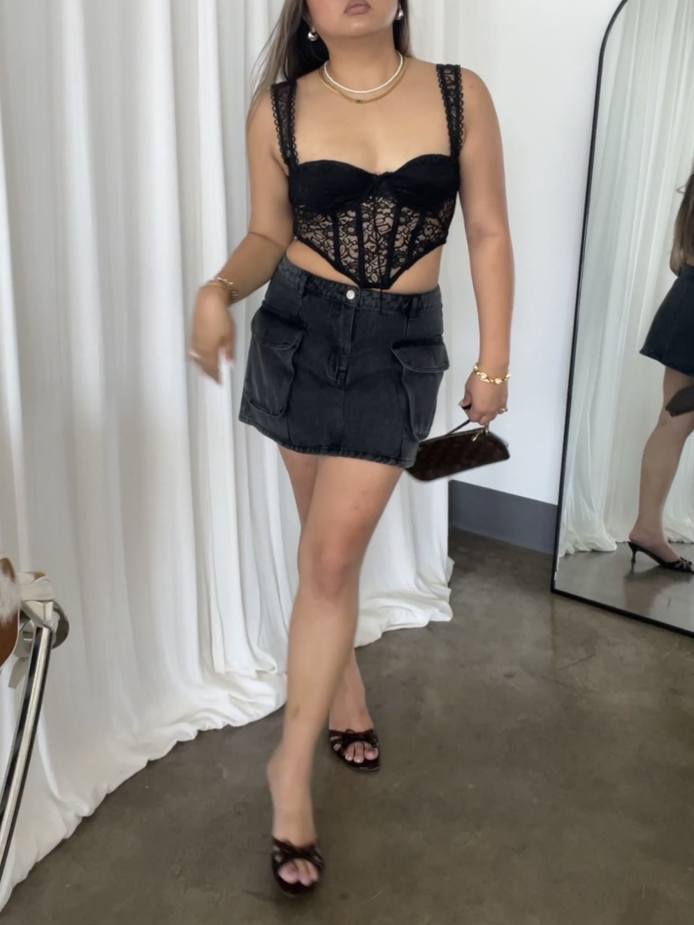Lydia Black Denim Skirt