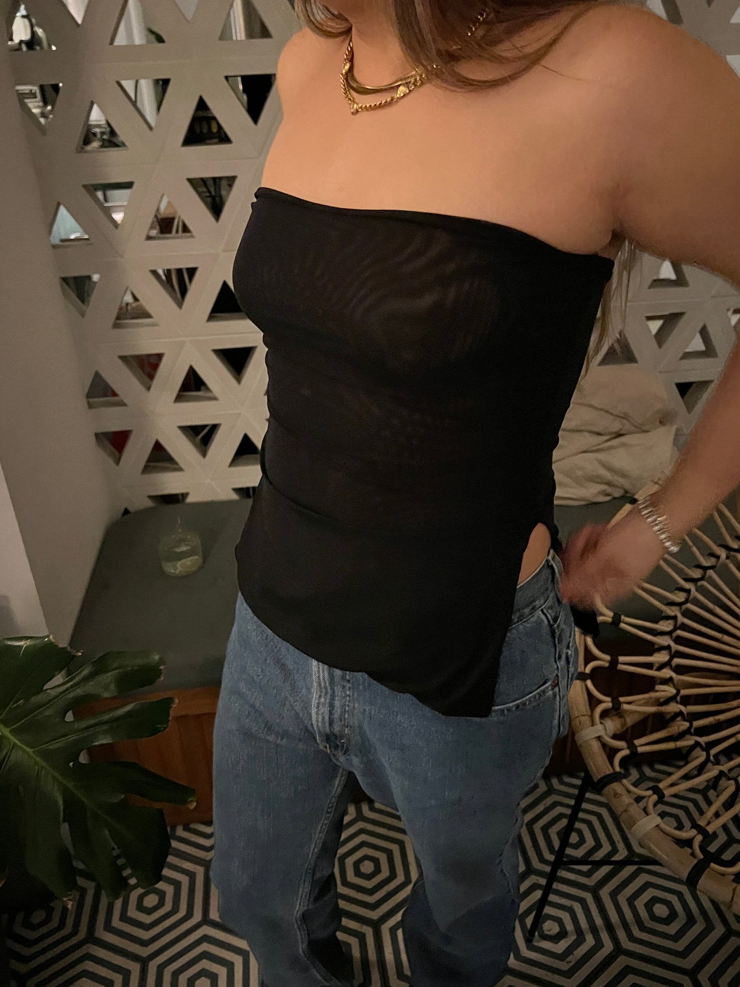 Lara double mesh tube top