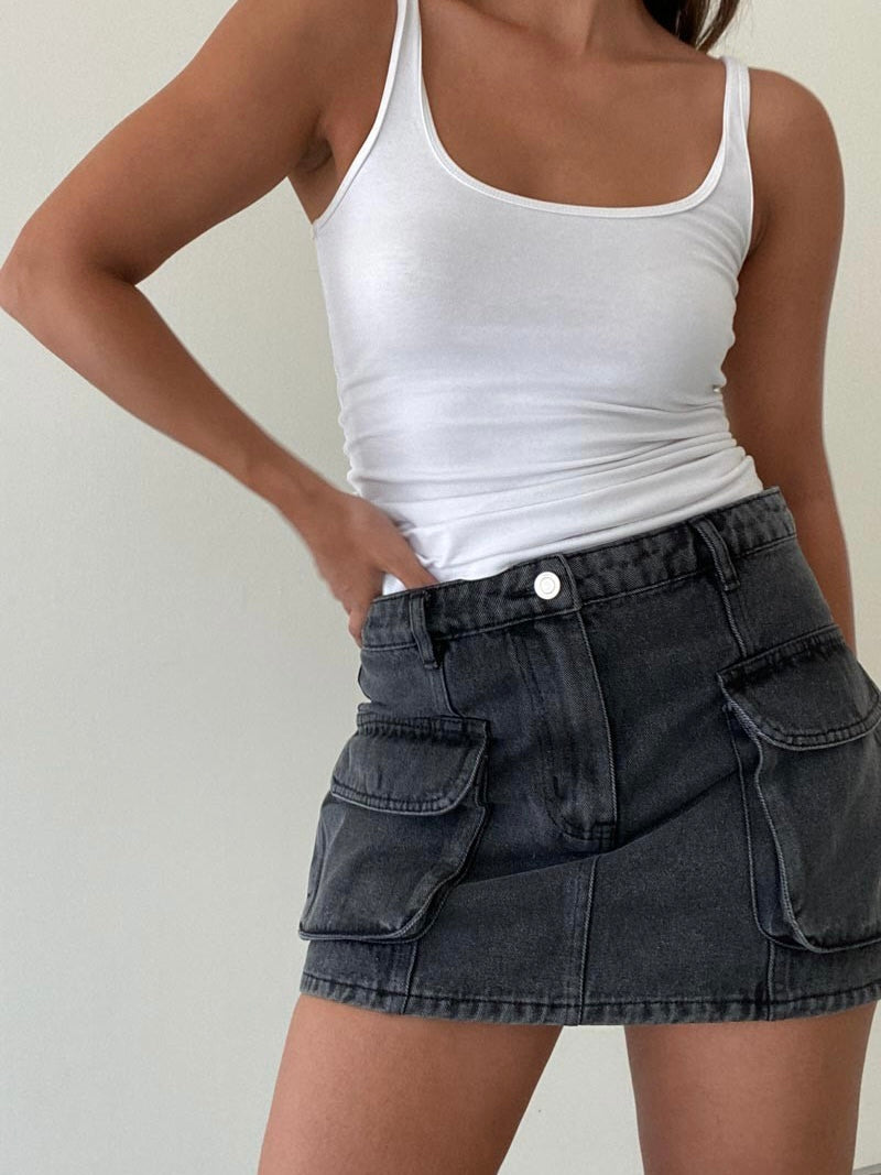 Lydia Black Denim Skirt