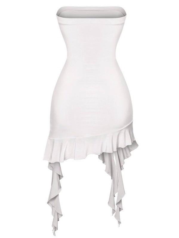 Madison ruffle dress with flower corsage
