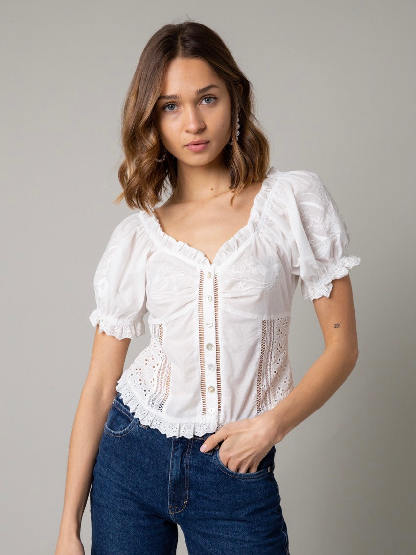 Amelia Peasant Button up Top