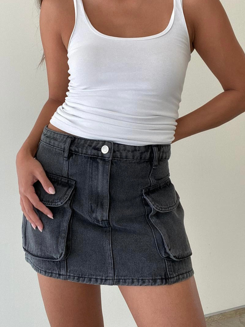 Lydia Black Denim Skirt