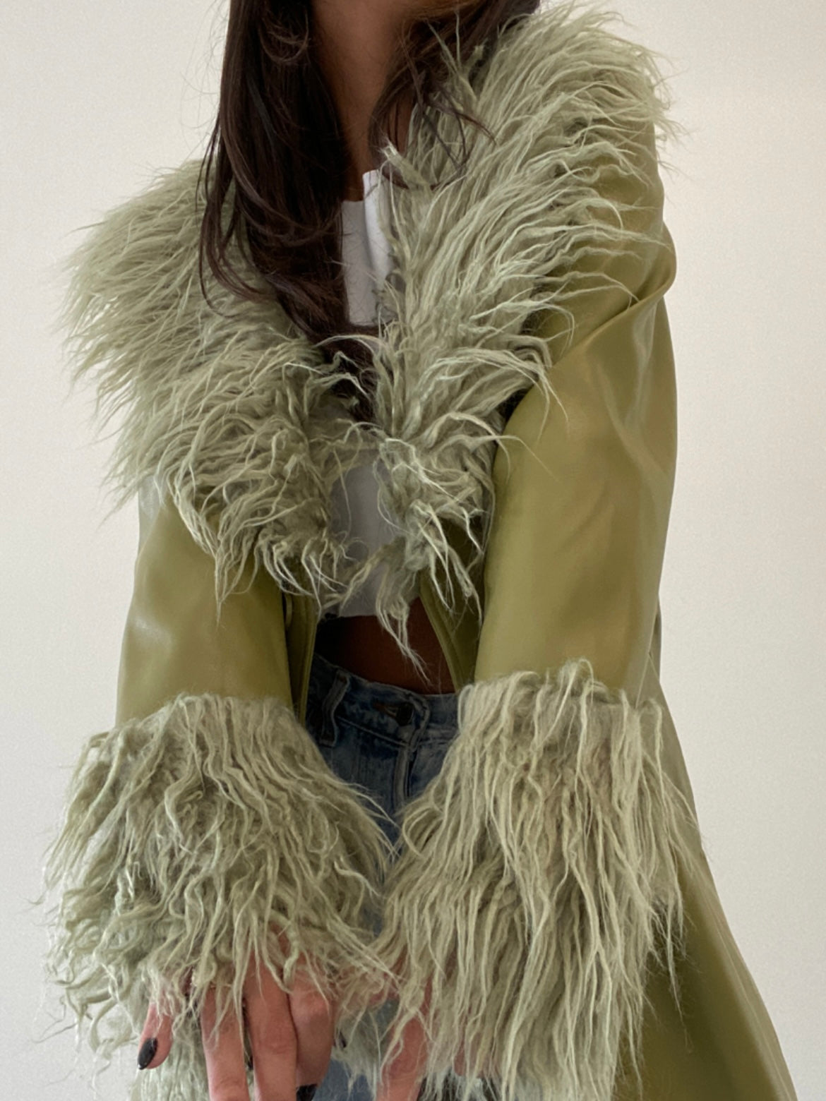 Matcha shaggy fur coat