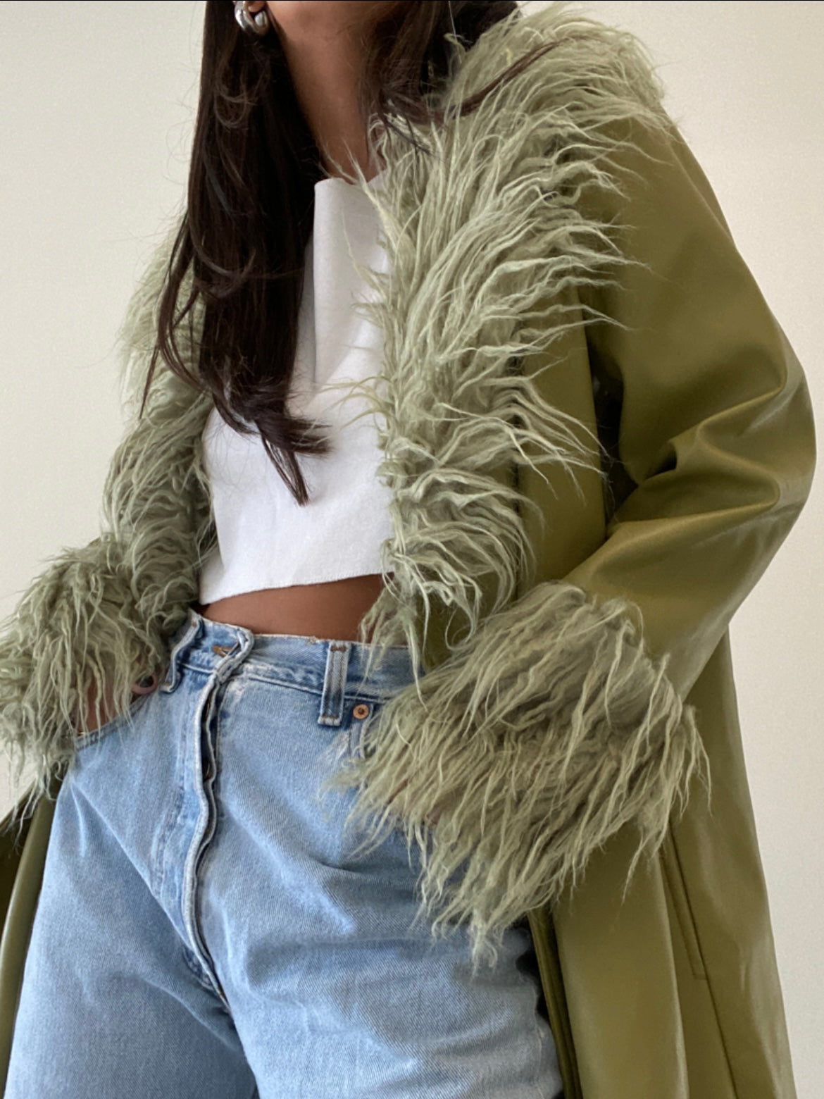 Matcha shaggy fur coat