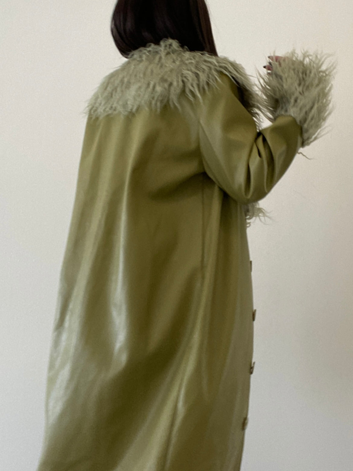 Matcha shaggy fur coat