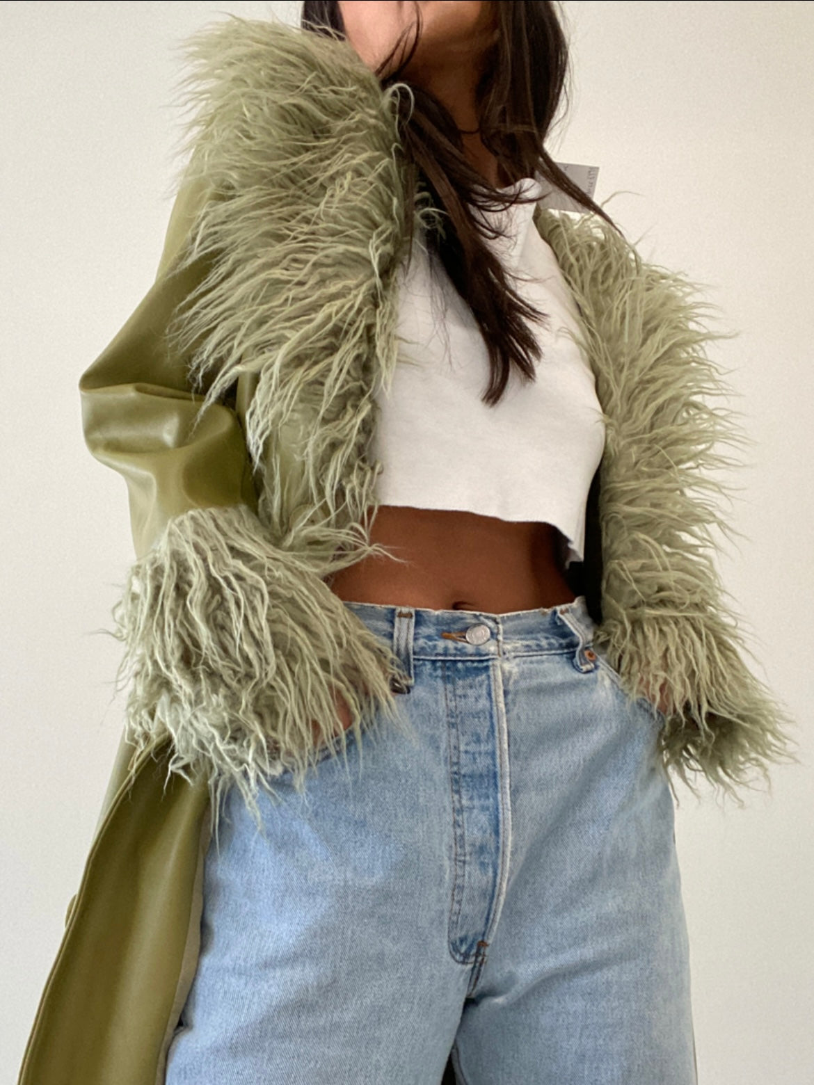 Matcha shaggy fur coat