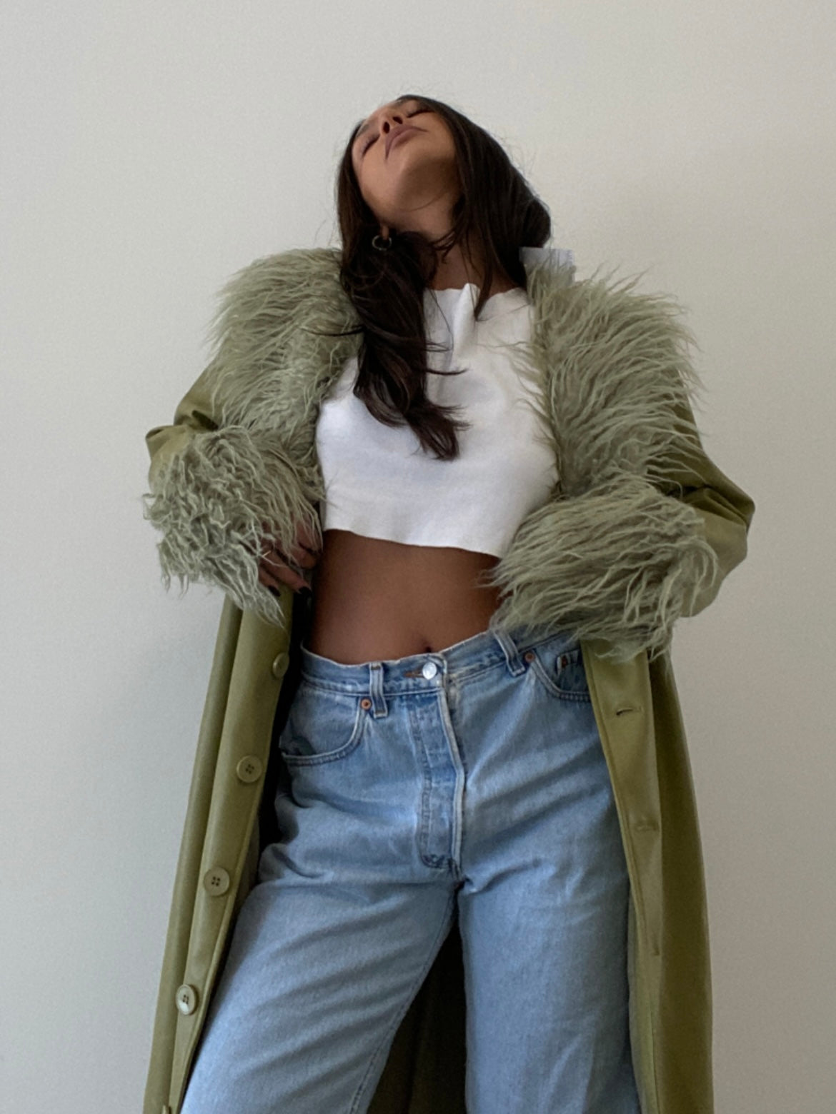 Matcha shaggy fur coat