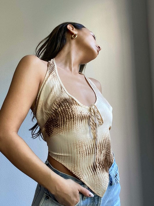 Eva halter snake print top